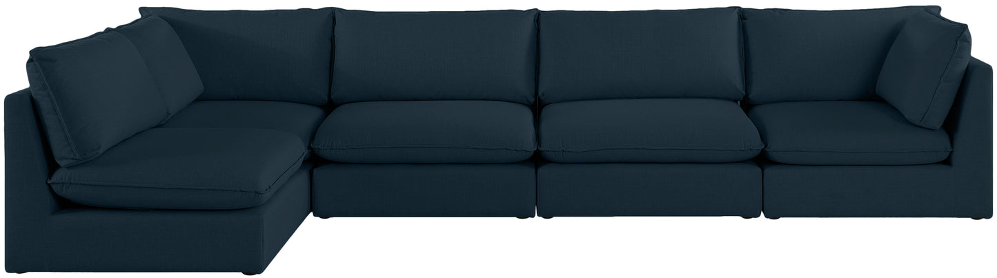 winston navy durable linen textured modular sectional sec5a