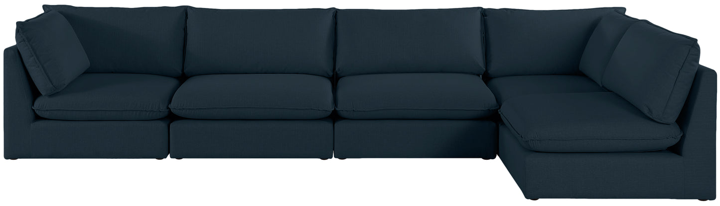 winston navy durable linen textured modular sectional sec5a