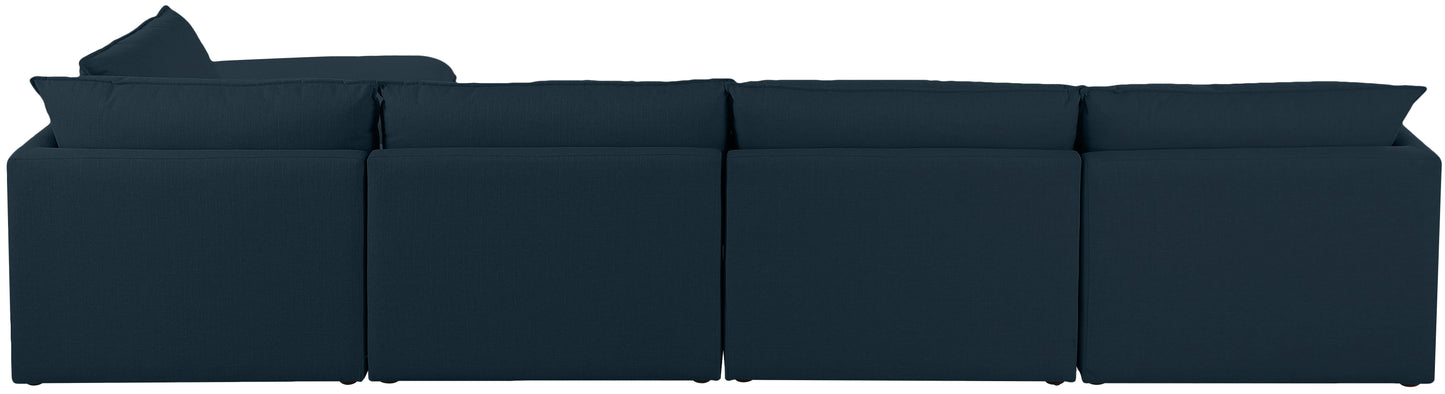 winston navy durable linen textured modular sectional sec5b