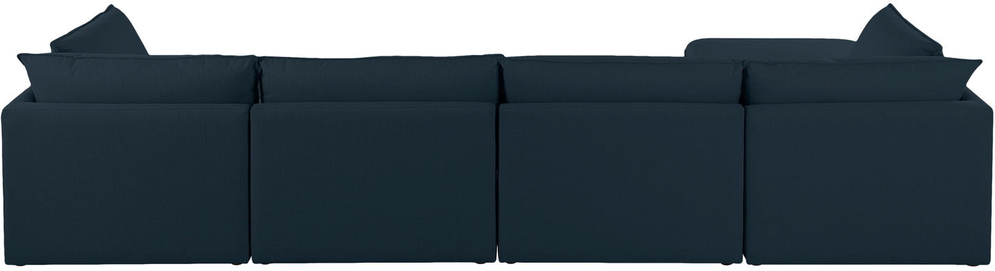 winston navy durable linen textured modular sectional sec5b