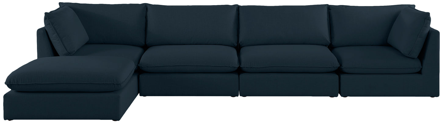 winston navy durable linen textured modular sectional sec5b