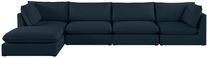 Winston Navy Durable Linen Textured Modular Sectional Sec5B