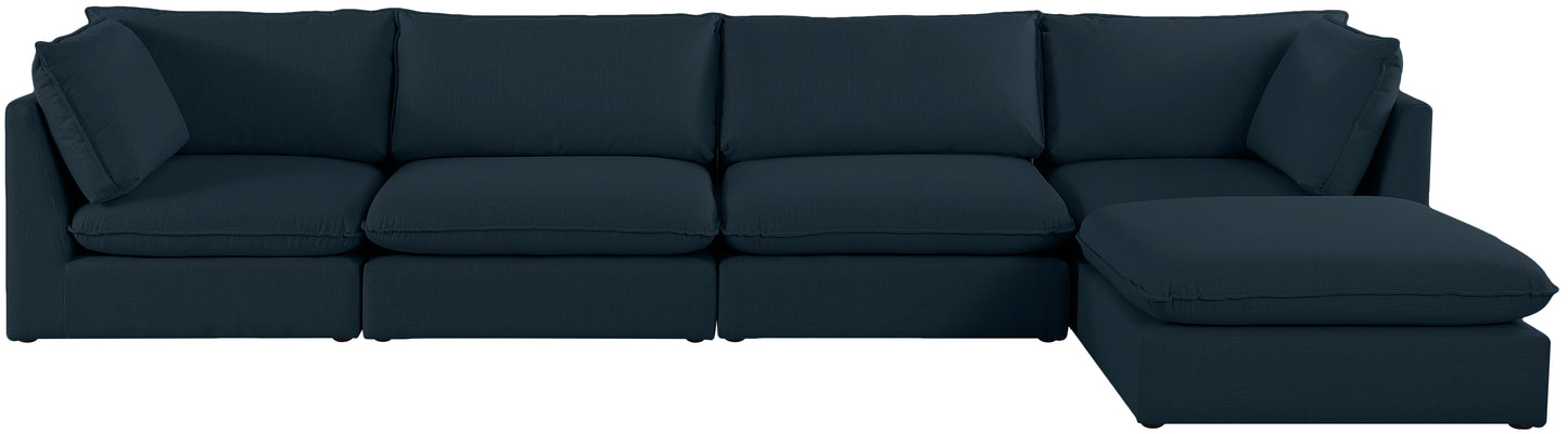 winston navy durable linen textured modular sectional sec5b