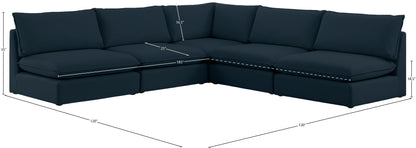 Winston Navy Durable Linen Textured Modular Sectional Sec5C