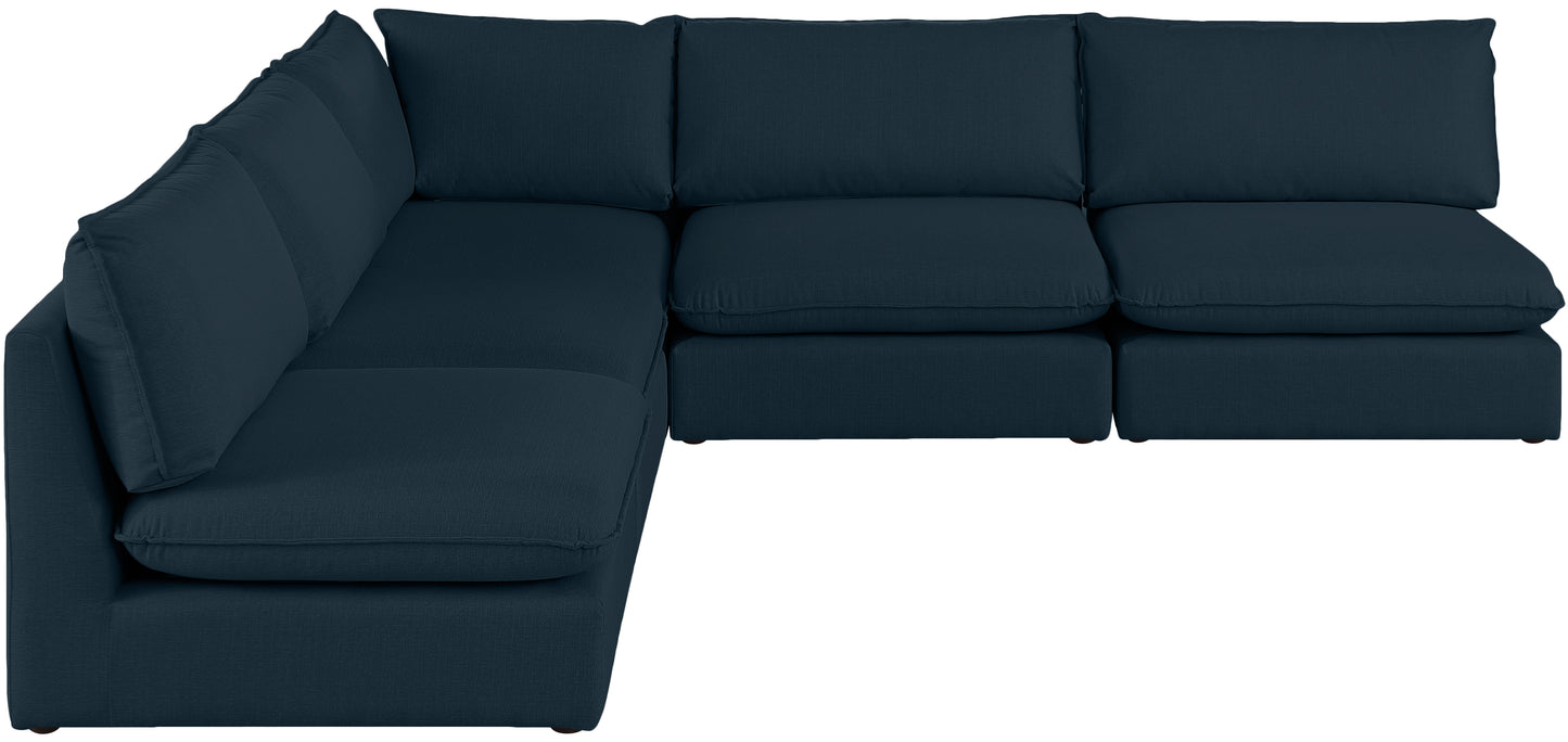 winston navy durable linen textured modular sectional sec5c