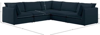 Winston Navy Durable Linen Textured Modular Sectional Sec5D