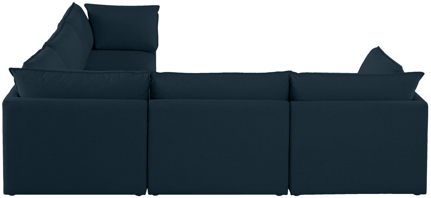 winston navy durable linen textured modular sectional sec5d