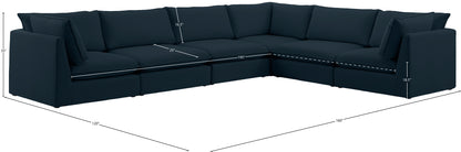 Winston Navy Durable Linen Textured Modular Sectional Sec6A