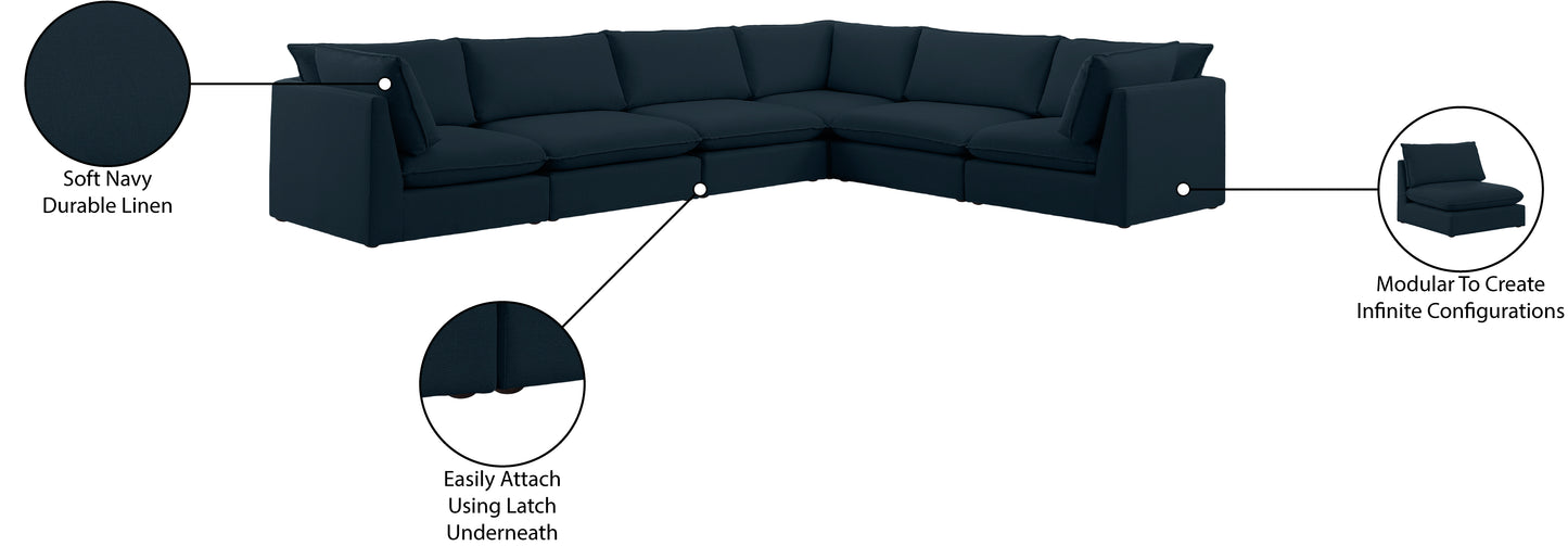 winston navy durable linen textured modular sectional sec6a