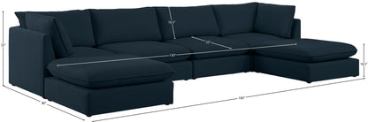 Winston Navy Durable Linen Textured Modular Sectional Sec6B