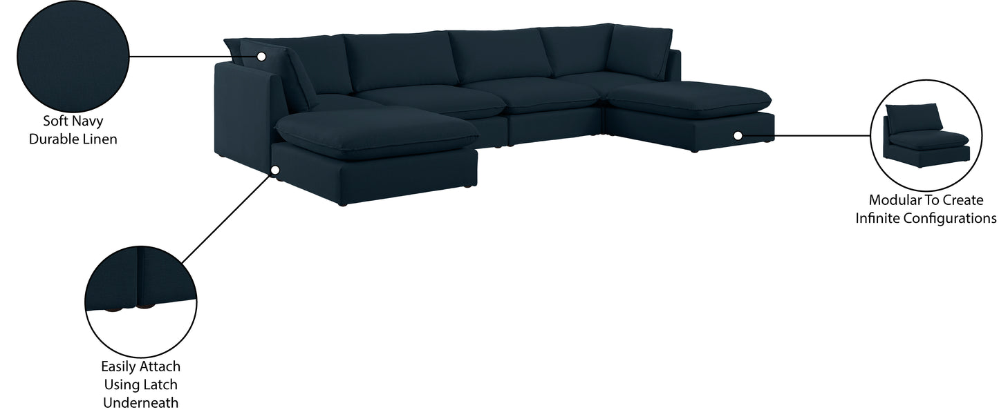 winston navy durable linen textured modular sectional sec6b