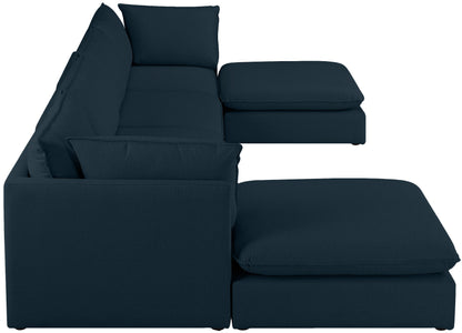 Winston Navy Durable Linen Textured Modular Sectional Sec6B