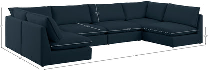 Winston Navy Durable Linen Textured Modular Sectional Sec6C