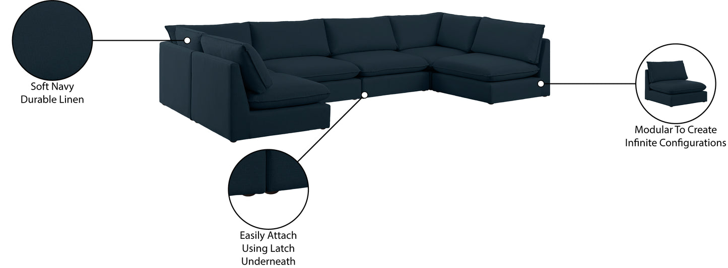 winston navy durable linen textured modular sectional sec6c