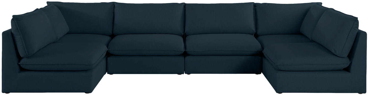 winston navy durable linen textured modular sectional sec6c