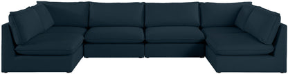 Winston Navy Durable Linen Textured Modular Sectional Sec6C