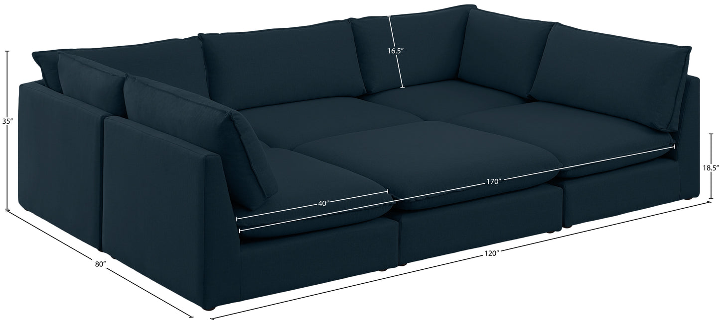 winston navy durable linen textured modular sectional sec6d