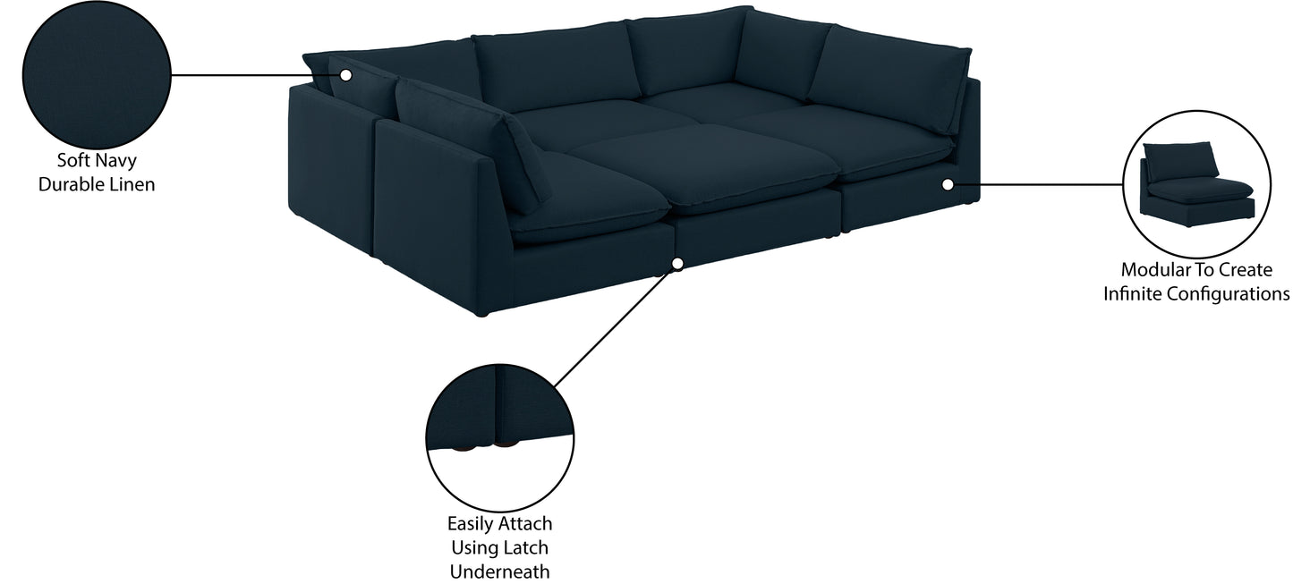 winston navy durable linen textured modular sectional sec6d