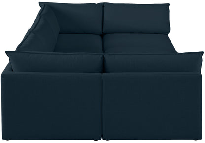 Winston Navy Durable Linen Textured Modular Sectional Sec6D