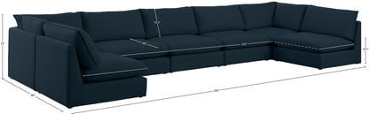 Winston Navy Durable Linen Textured Modular Sectional Sec7A