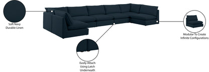 Winston Navy Durable Linen Textured Modular Sectional Sec7A