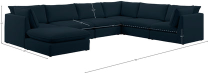 Winston Navy Durable Linen Textured Modular Sectional Sec7B