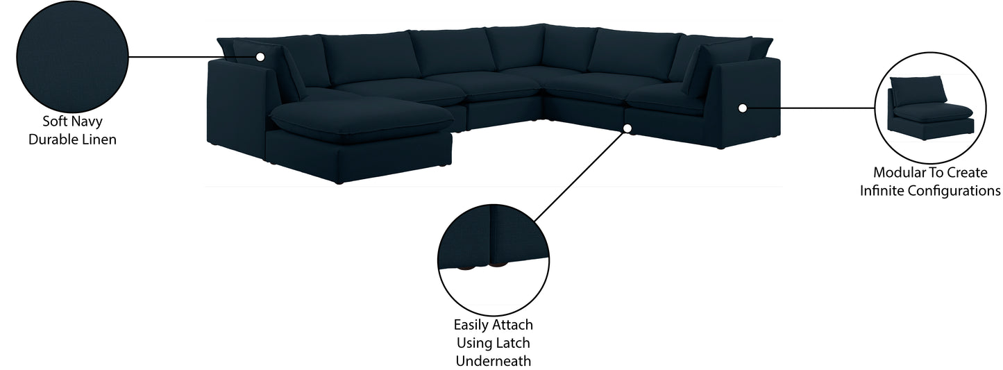 winston navy durable linen textured modular sectional sec7b