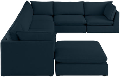 Winston Navy Durable Linen Textured Modular Sectional Sec7B