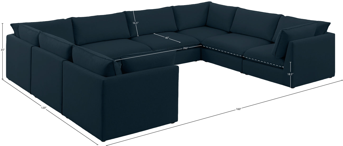 winston navy durable linen textured modular sectional sec8a