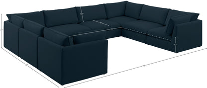 Winston Navy Durable Linen Textured Modular Sectional Sec8A