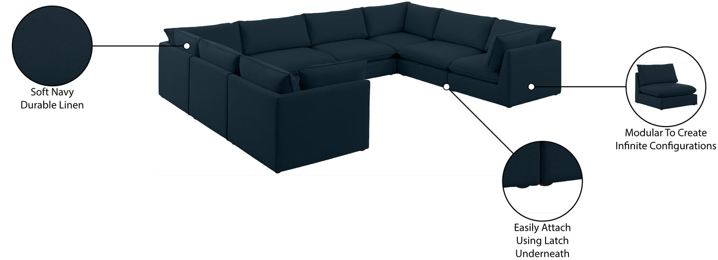 winston navy durable linen textured modular sectional sec8a