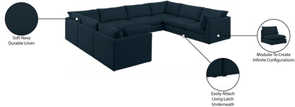 Winston Navy Durable Linen Textured Modular Sectional Sec8A