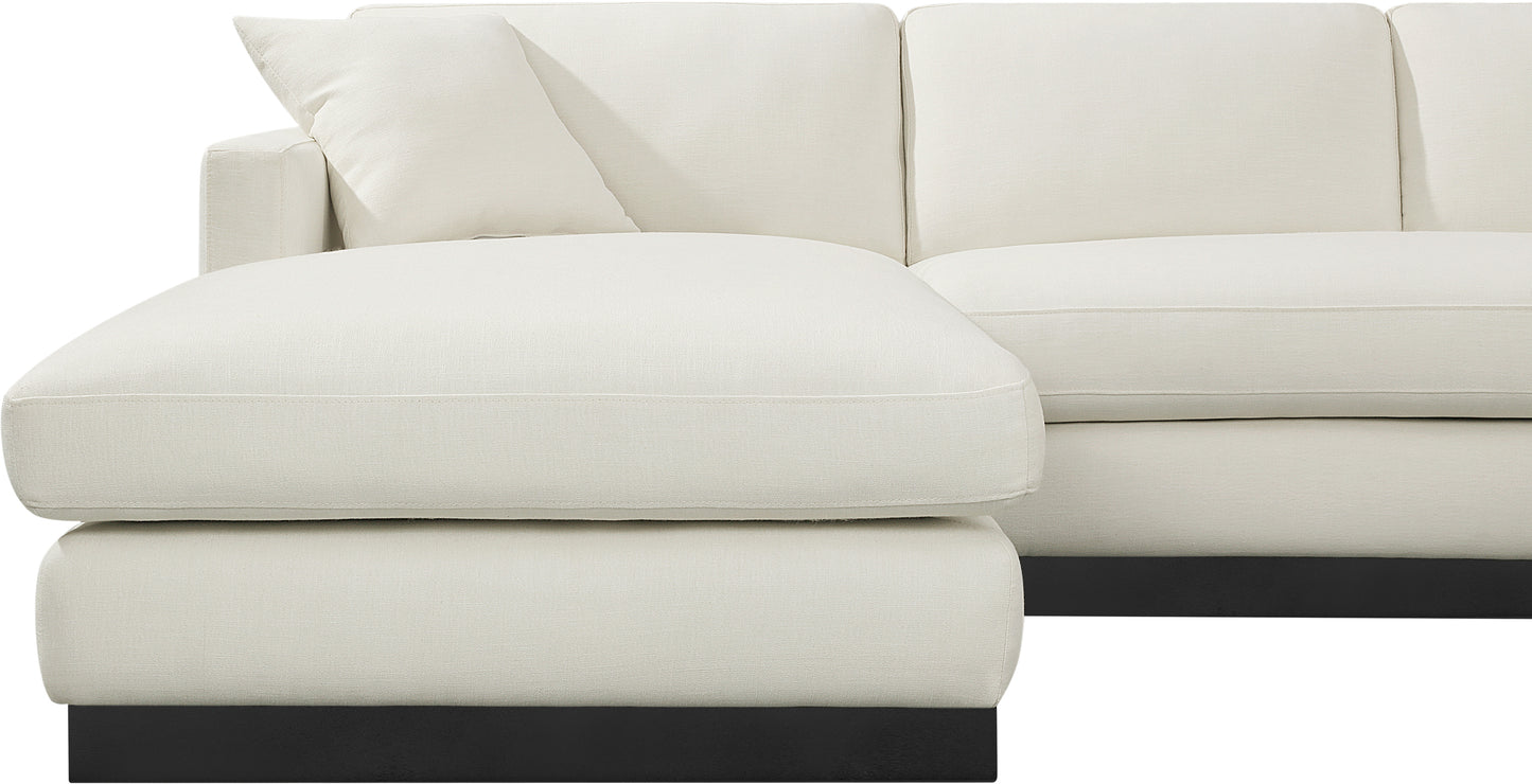 alta cream linen textured fabric 3pc. sectional (3 boxes) sectional