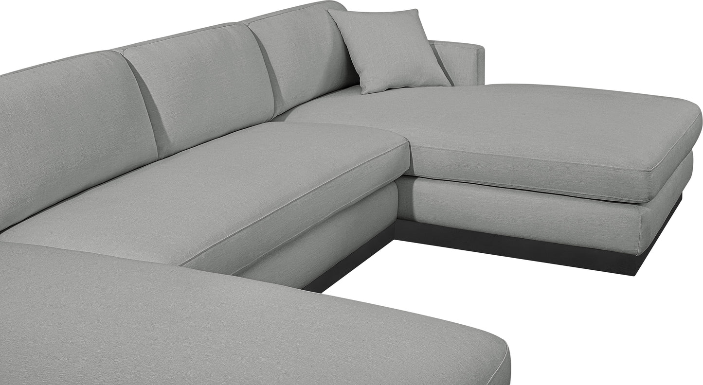 alta grey linen textured fabric 3pc. sectional (3 boxes) sectional