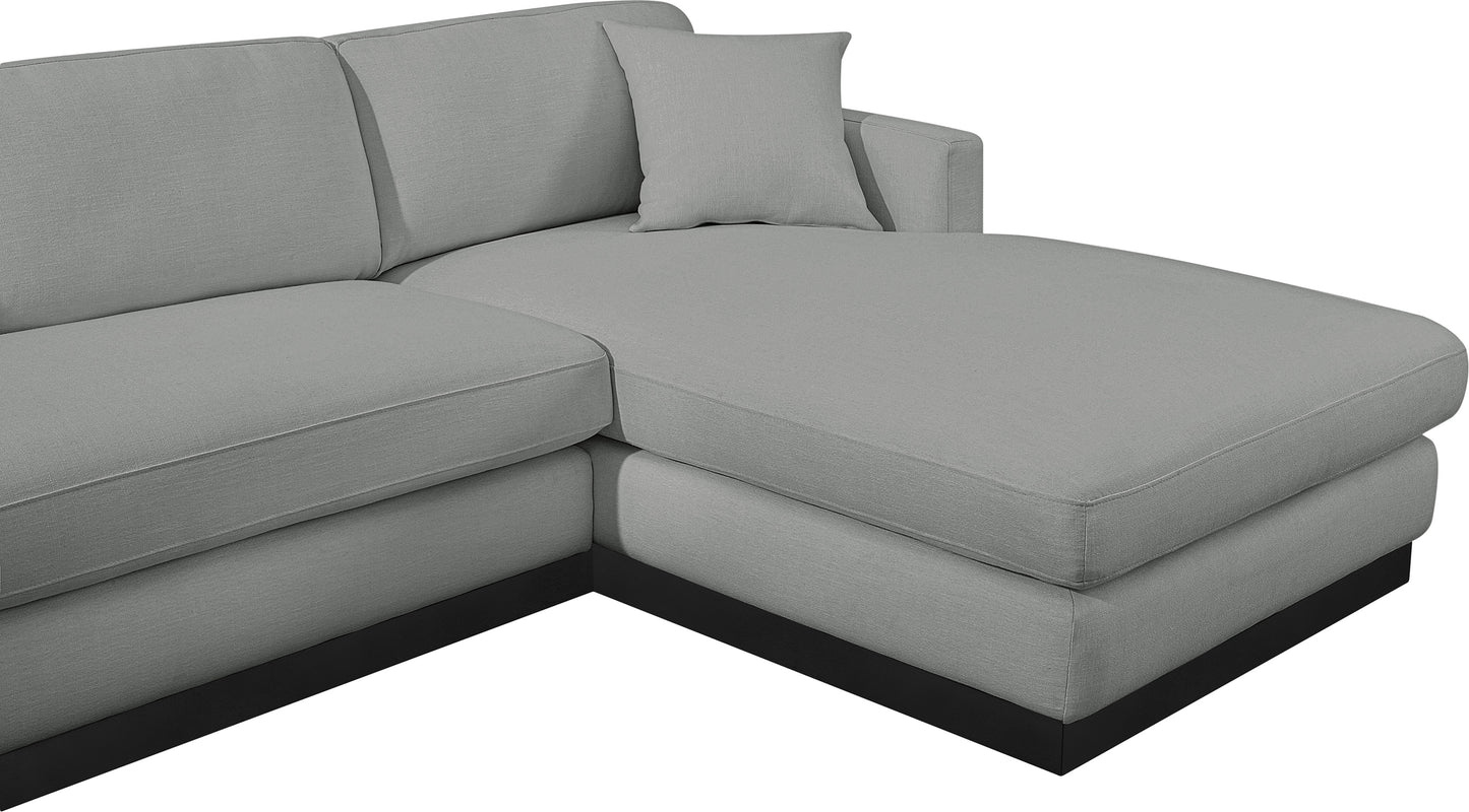 alta grey linen textured fabric 3pc. sectional (3 boxes) sectional