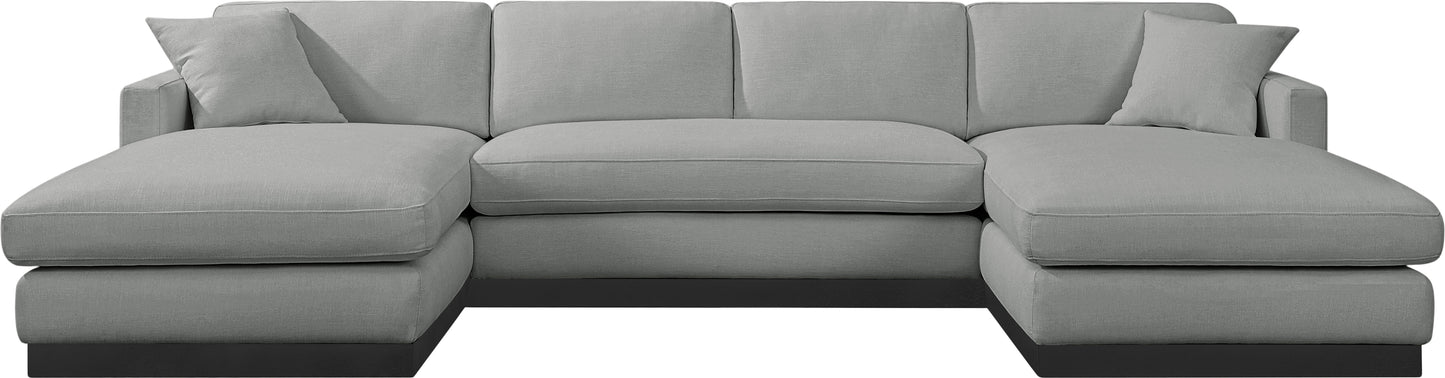 alta grey linen textured fabric 3pc. sectional (3 boxes) sectional