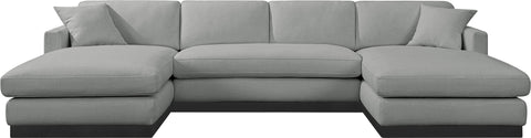 Alta Grey Linen Textured Fabric 3pc. Sectional (3 Boxes) Sectional