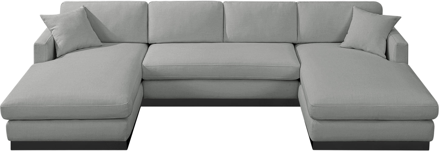 alta grey linen textured fabric 3pc. sectional (3 boxes) sectional