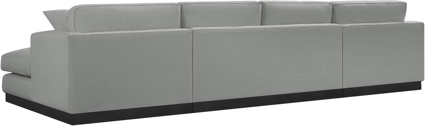 alta grey linen textured fabric 3pc. sectional (3 boxes) sectional