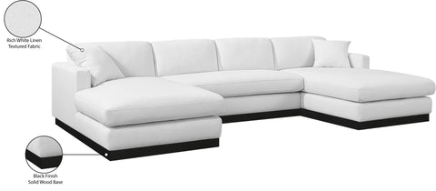 Bellamy 127" White Linen Textured Fabric Upholstered Sectional, 3-Piece (Style 2)