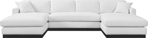 Alta White Linen Textured Fabric 3pc. Sectional (3 Boxes) Sectional