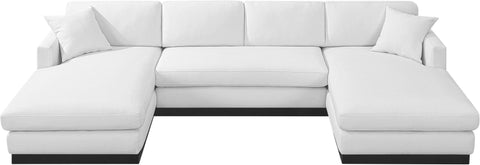 Alta White Linen Textured Fabric 3pc. Sectional (3 Boxes) Sectional