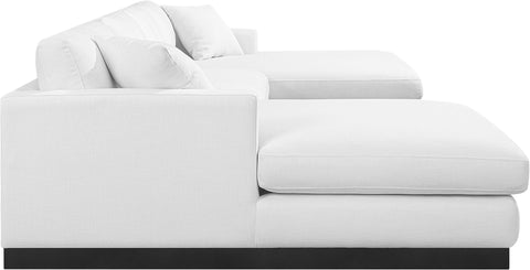 Alta White Linen Textured Fabric 3pc. Sectional (3 Boxes) Sectional