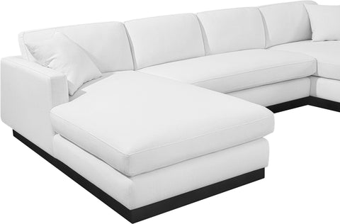 Alta White Linen Textured Fabric 3pc. Sectional (3 Boxes) Sectional
