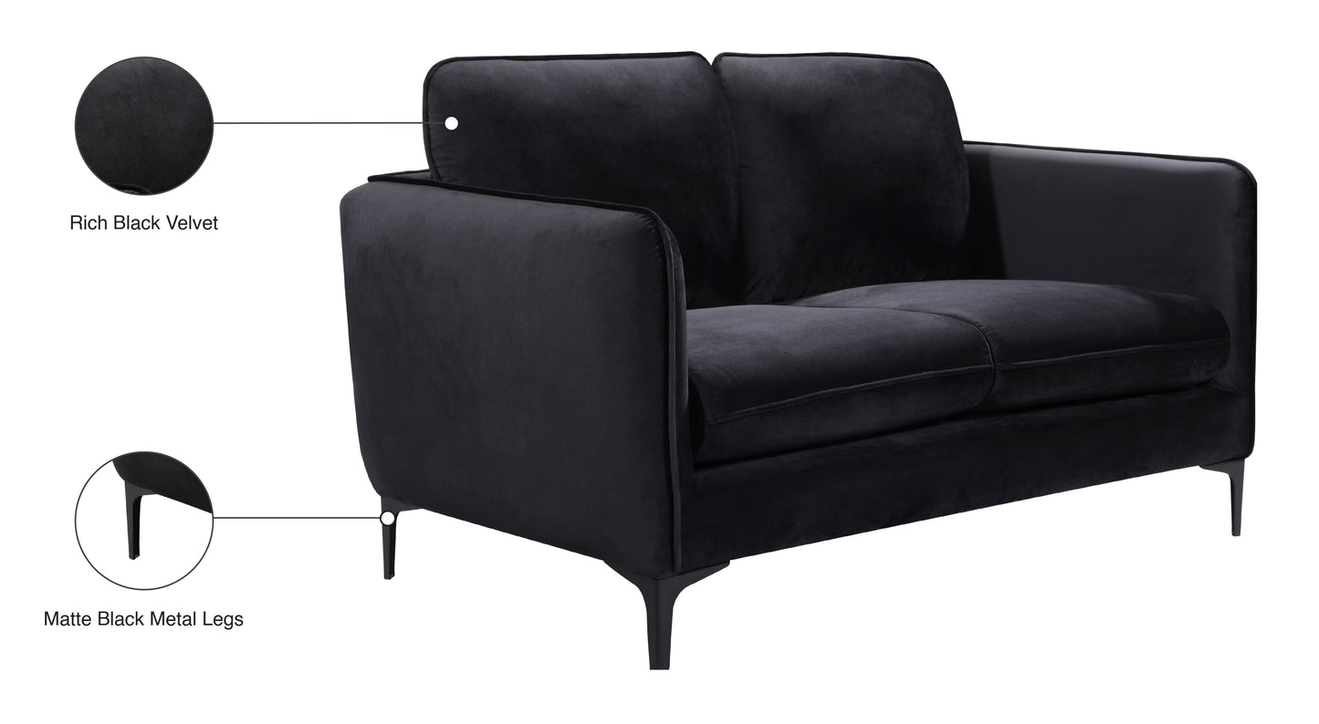 bordeaux black velvet loveseat l