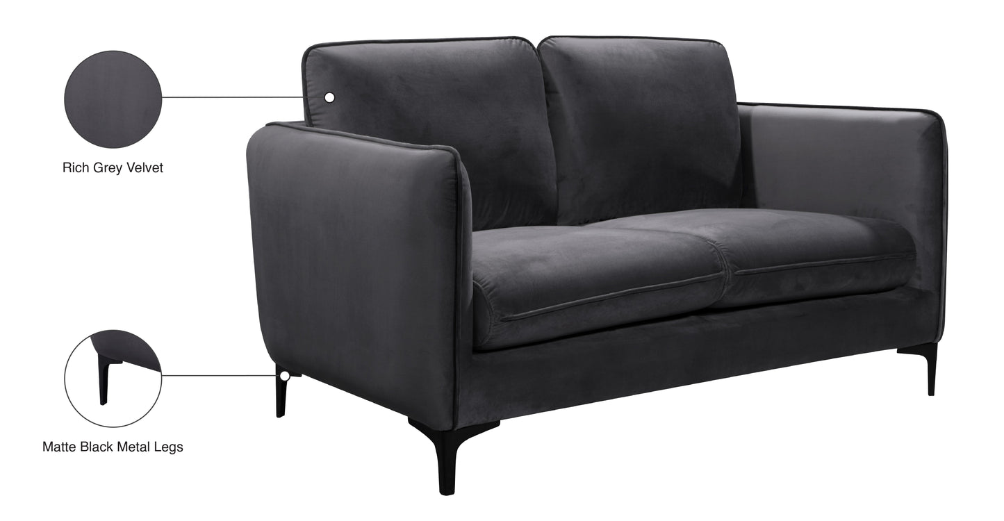 bordeaux grey velvet loveseat l