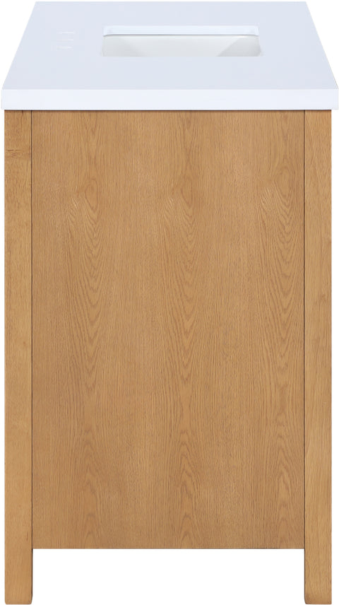 Bellamy 48" Natural Engineered Stone, Cane And Solid Wood Bathroom Vanity, 1 Piece