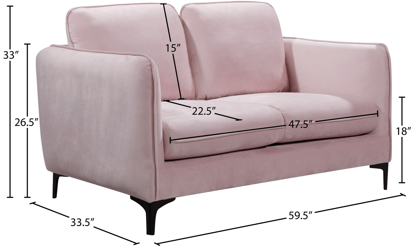 bordeaux pink velvet loveseat l