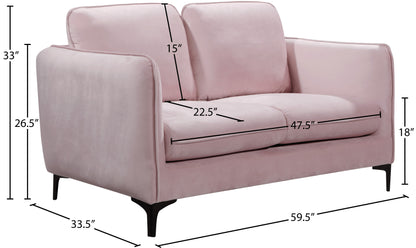 Bordeaux Pink Velvet Loveseat L