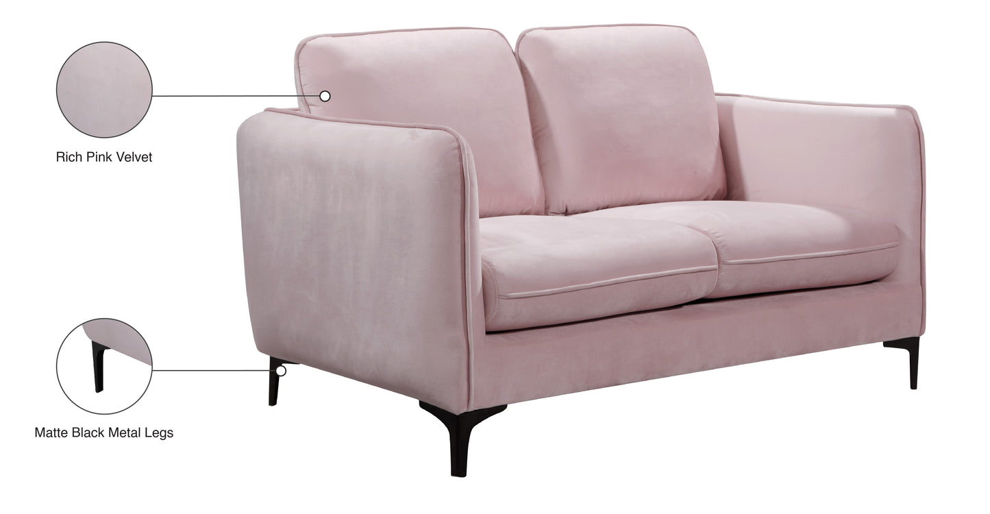 bordeaux pink velvet loveseat l